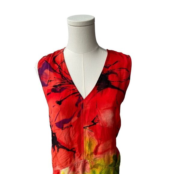 Josie Natori ISLAND FLORAL SLEEVELESS DRESS 100% silk women’s size small - Picture 2 of 10
